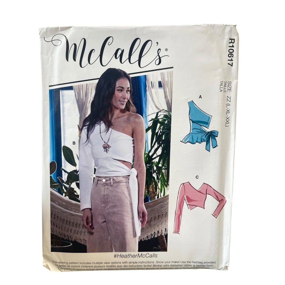 McCall's‎ R10617 Misses' Tops ZZ (L-XL-XXL) Modern Trendy Crop One Shoulder